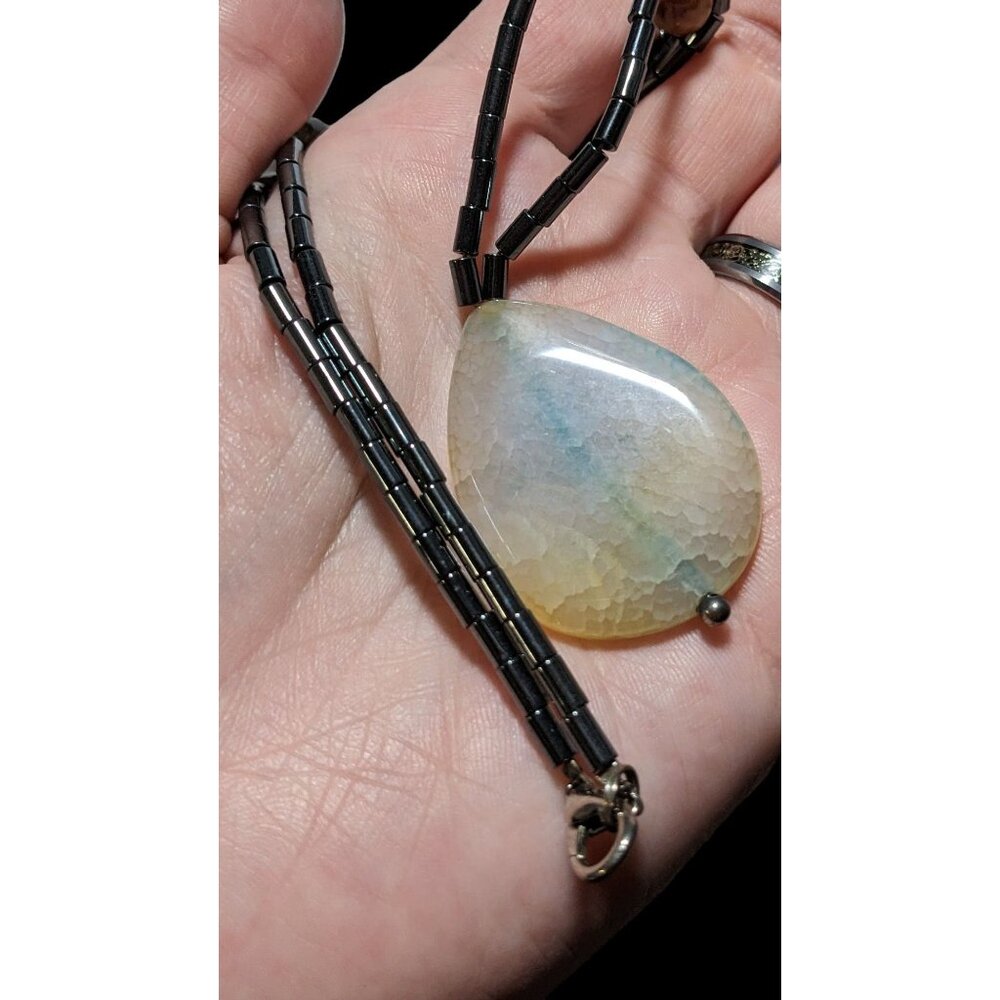 Hematite Agate Teardrop Necklace - image 3